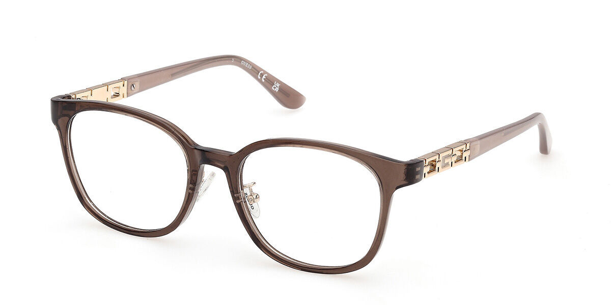 Guess GU50378-D Asian Fit 048 Firkantet Transparent Shiny Dark Brown ...